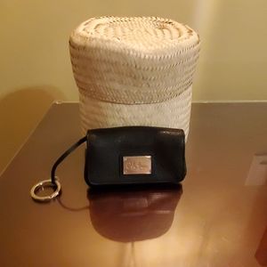 Black pebbled leather change purse
